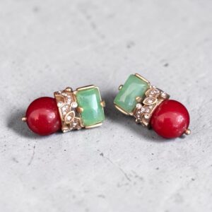 Pendientes retro verde/rojo