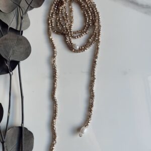 Collar largo perla dorado